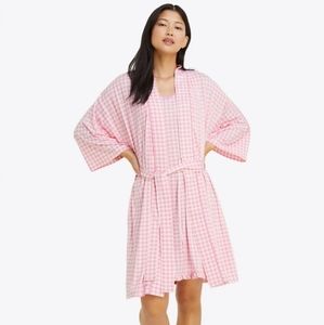 NWT Draper James Louise Robe in Gingham Pink, S
